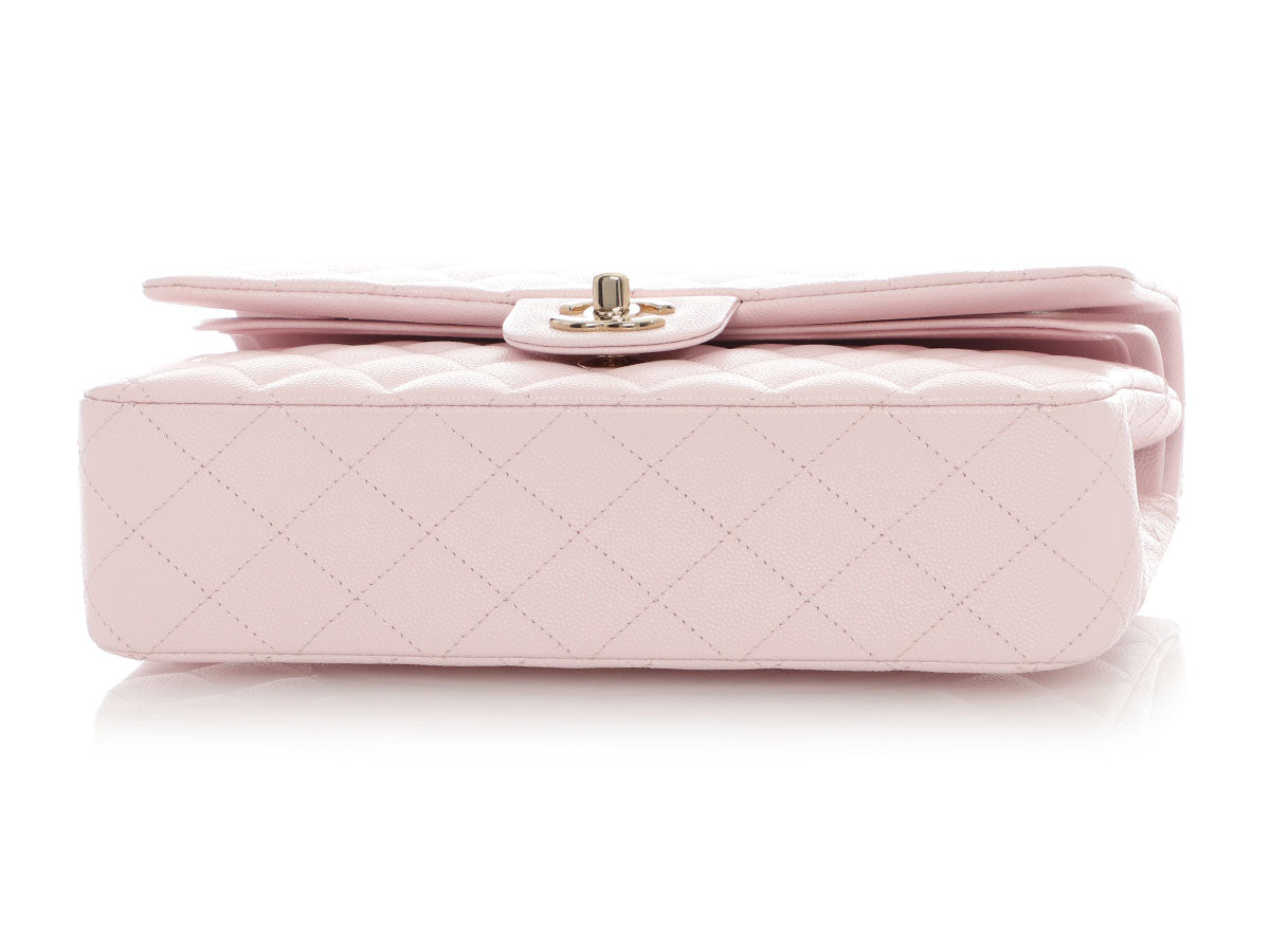 Chanel Medium/Large Light Pink Shiny Caviar Classic Double Flap - Image 7