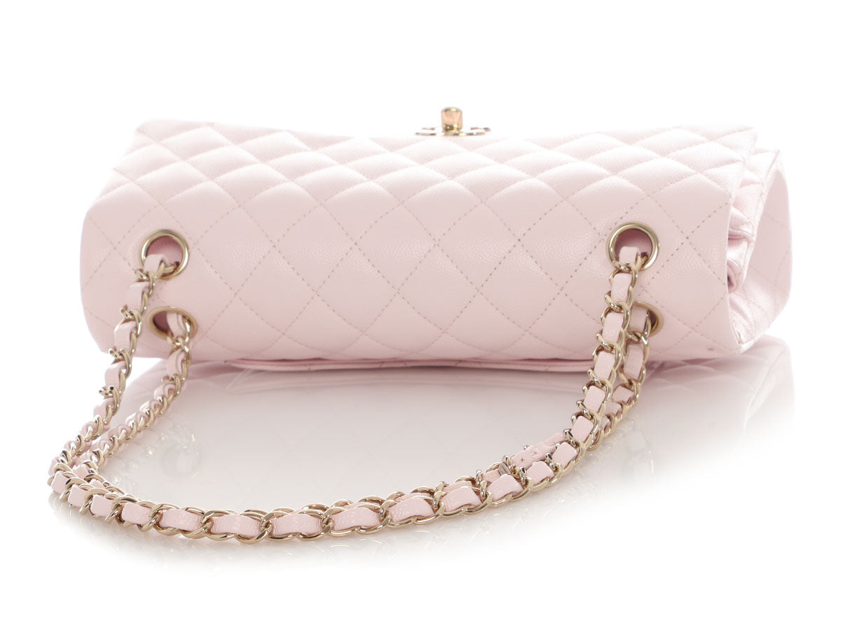 Chanel Medium/Large Light Pink Shiny Caviar Classic Double Flap - Image 8
