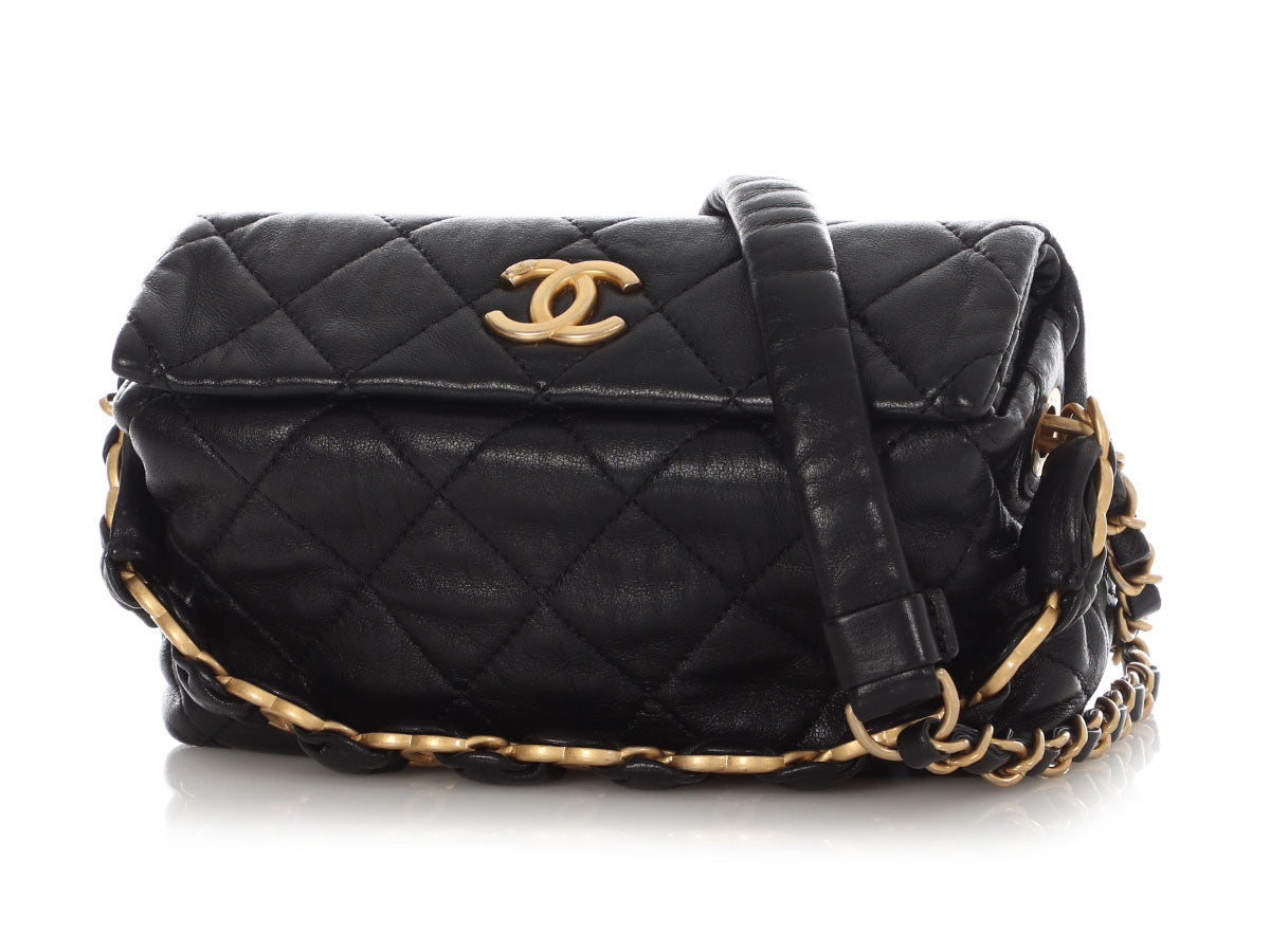 Chanel Small Black Crumpled Quilted Lambskin CC Links Shoulder Bag - Image 3