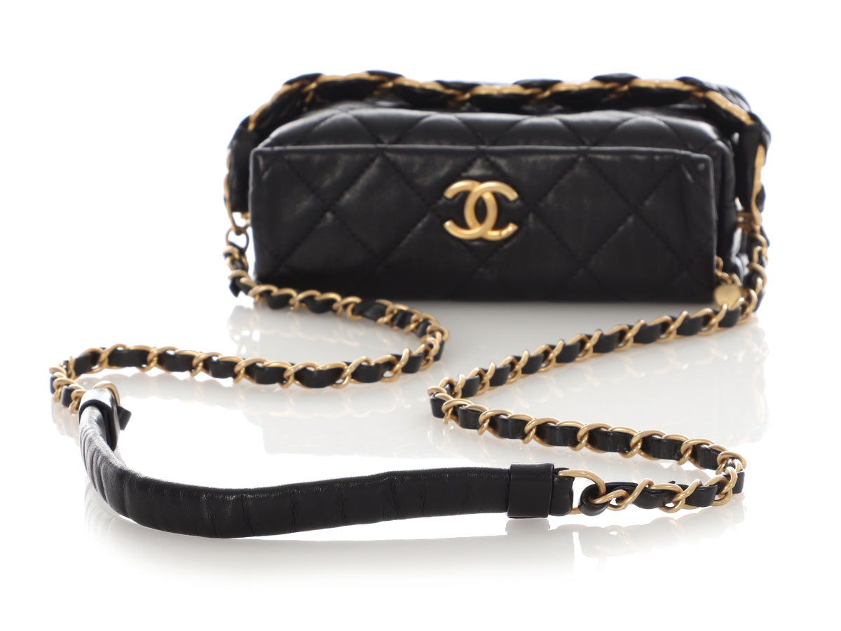 Chanel Small Black Crumpled Quilted Lambskin CC Links Shoulder Bag - Image 8