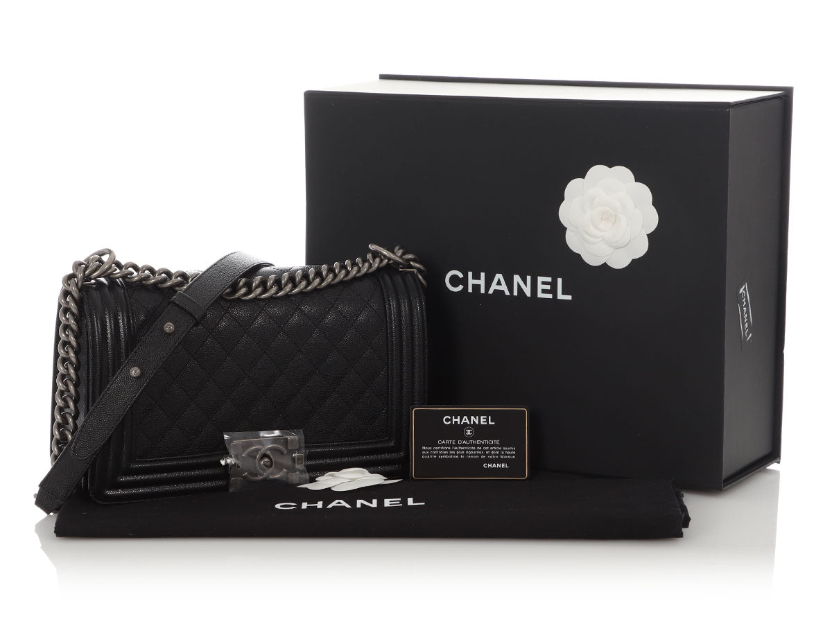 Chanel Old Medium Black Quilted Caviar Boy Bag - Image 2