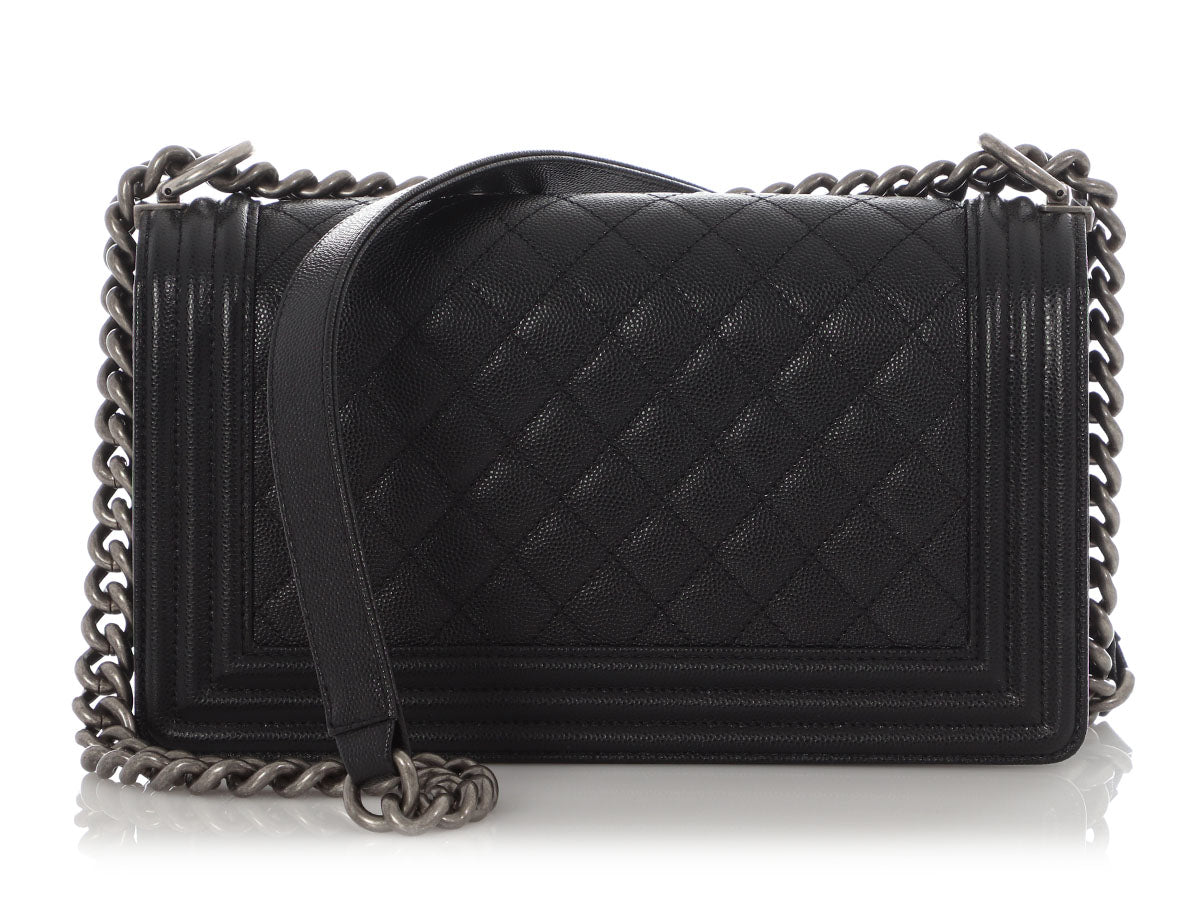 Chanel Old Medium Black Quilted Caviar Boy Bag - Image 5