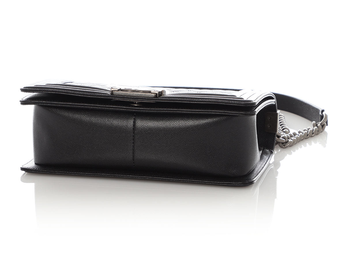 Chanel Old Medium Black Quilted Caviar Boy Bag - Image 7