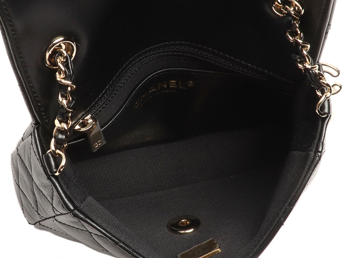 Chanel Mini Black Quilted Lambskin Heart Charms Flap - Image 10