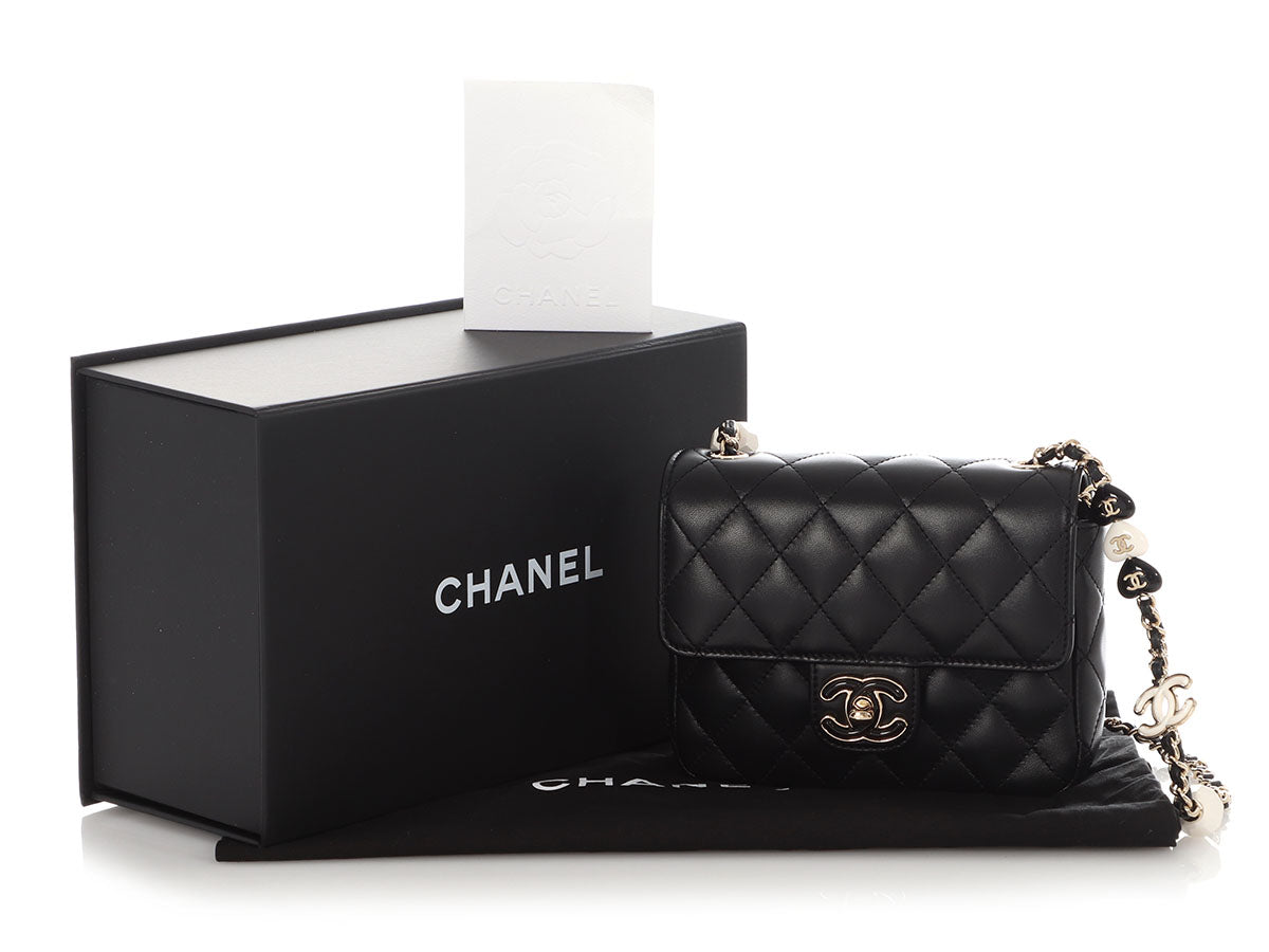Chanel Mini Black Quilted Lambskin Heart Charms Flap - Image 9