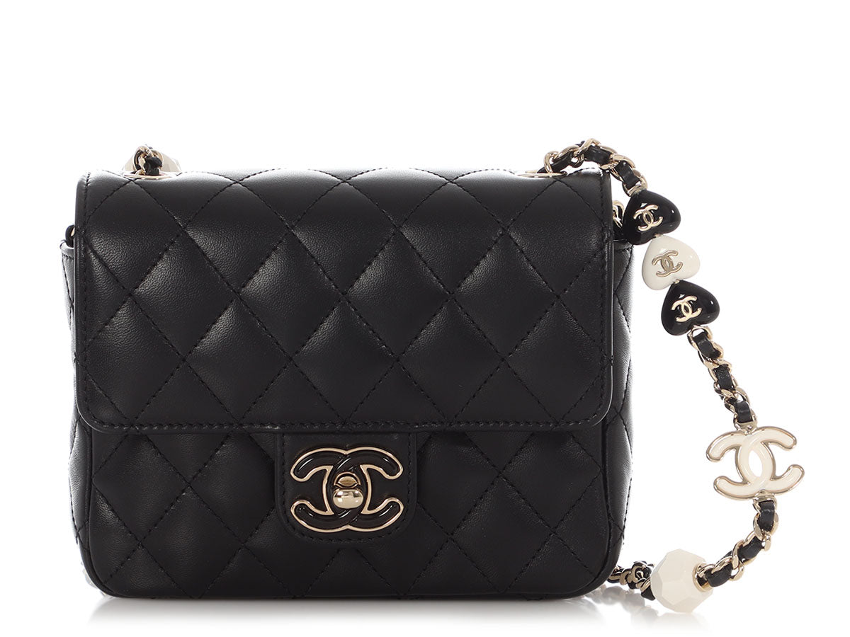 Chanel Mini Black Quilted Lambskin Heart Charms Flap - Image 2
