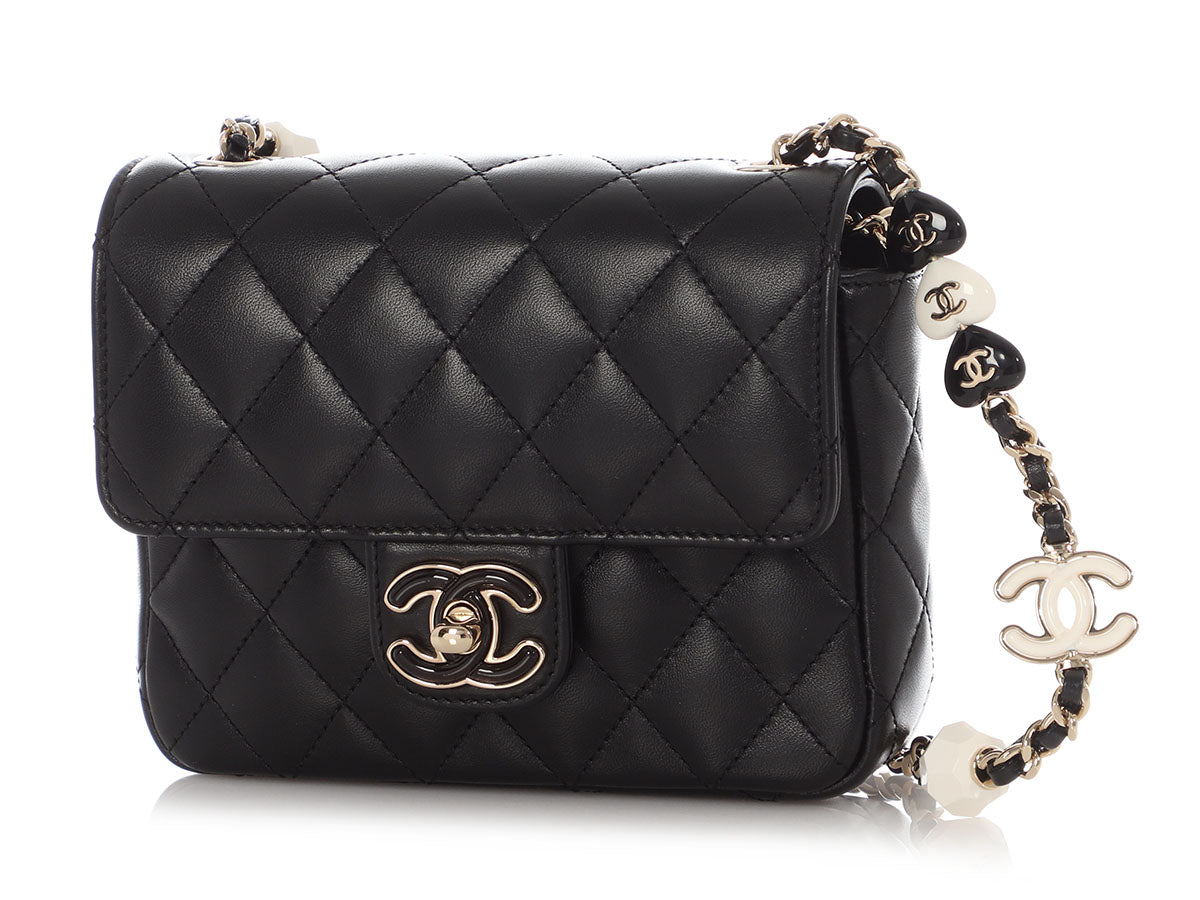Chanel Mini Black Quilted Lambskin Heart Charms Flap - Image 3