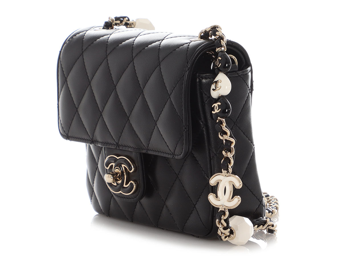 Chanel Mini Black Quilted Lambskin Heart Charms Flap - Image 4
