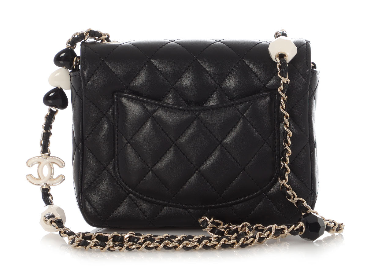 Chanel Mini Black Quilted Lambskin Heart Charms Flap - Image 5