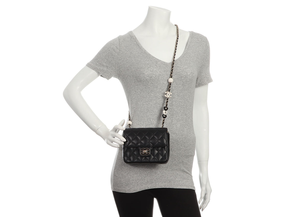 Chanel Mini Black Quilted Lambskin Heart Charms Flap - Image 11