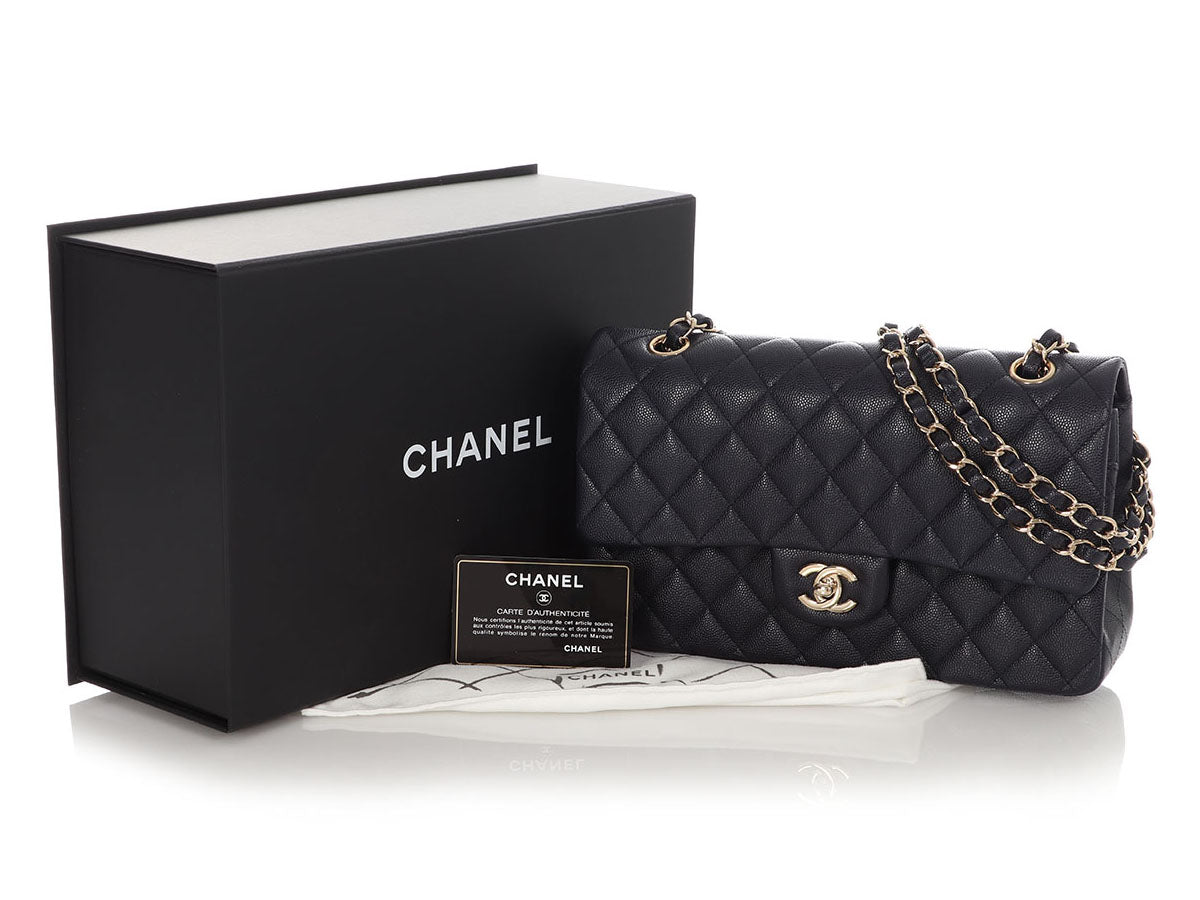 Chanel Medium/Large Navy Quilted Caviar Classic Double Flap - Image 2