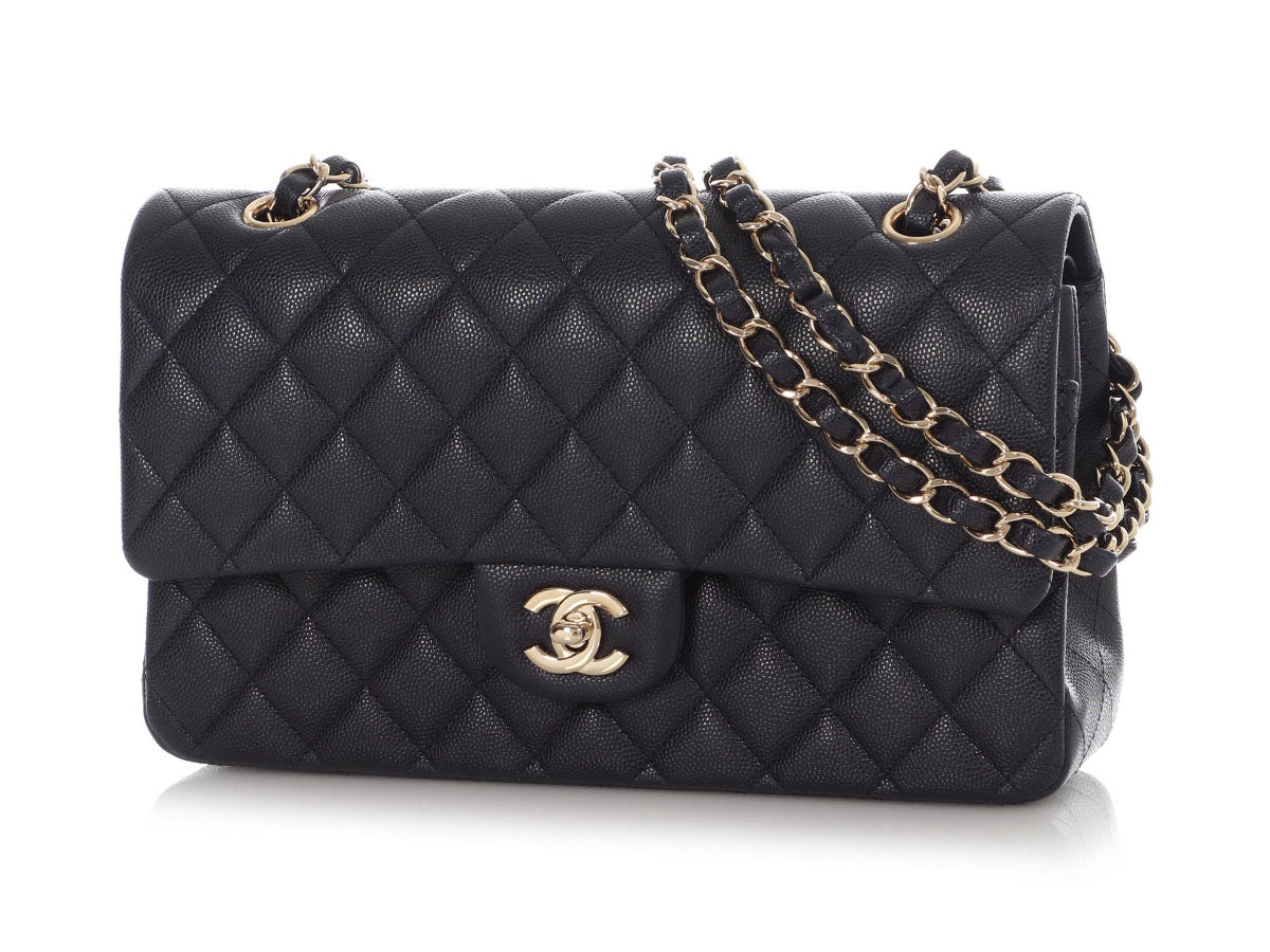 Chanel Medium/Large Navy Quilted Caviar Classic Double Flap - Image 3
