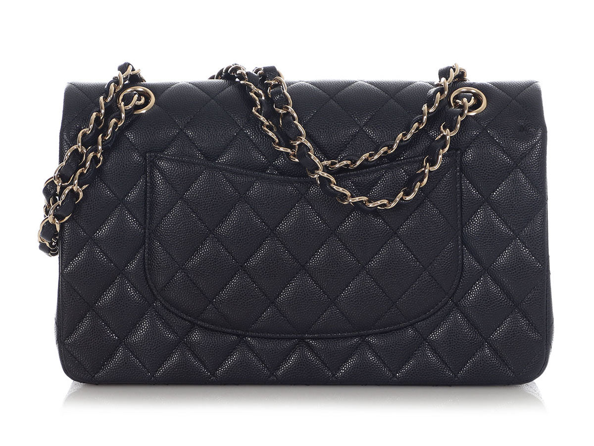 Chanel Medium/Large Navy Quilted Caviar Classic Double Flap - Image 5