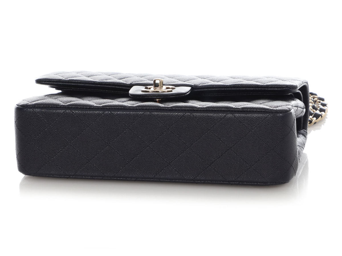 Chanel Medium/Large Navy Quilted Caviar Classic Double Flap - Image 7