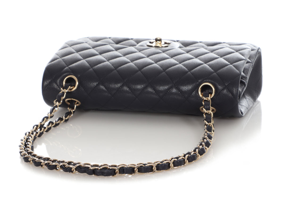 Chanel Medium/Large Navy Quilted Caviar Classic Double Flap - Image 8