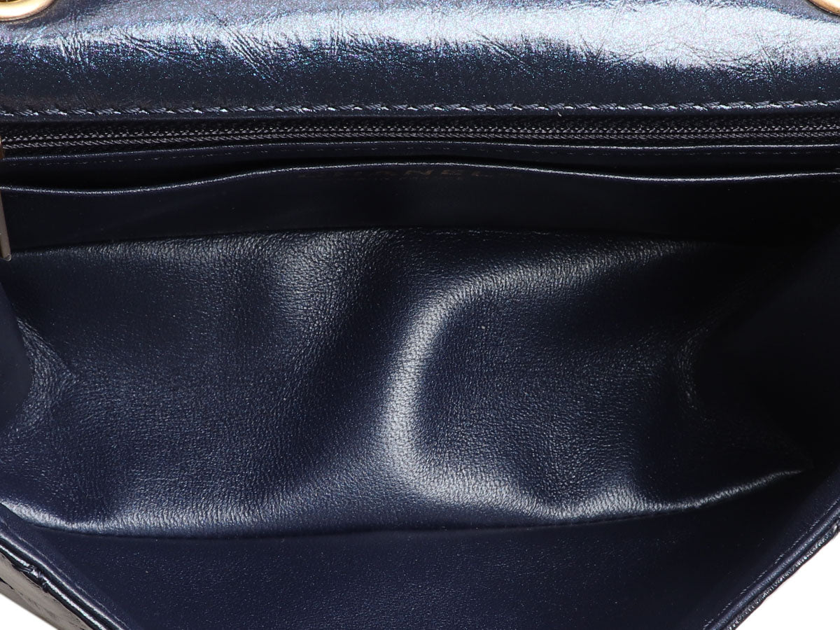 Chanel Mini Metallic Navy Quilted Aged Calfskin Reissue 2.55 - Image 9