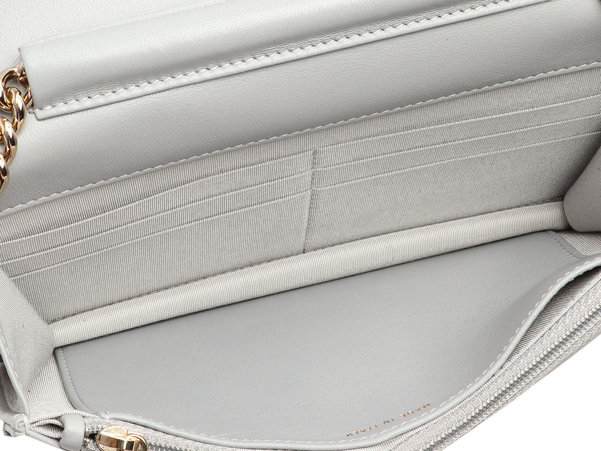 Chanel Gray Quilted Lambskin Boy Wallet on Chain WOC - Image 9