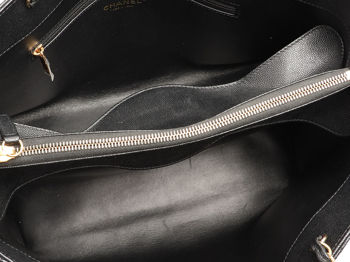 Chanel Small Black Quilted Soft Caviar Coco First Shopping Tote - Image 9