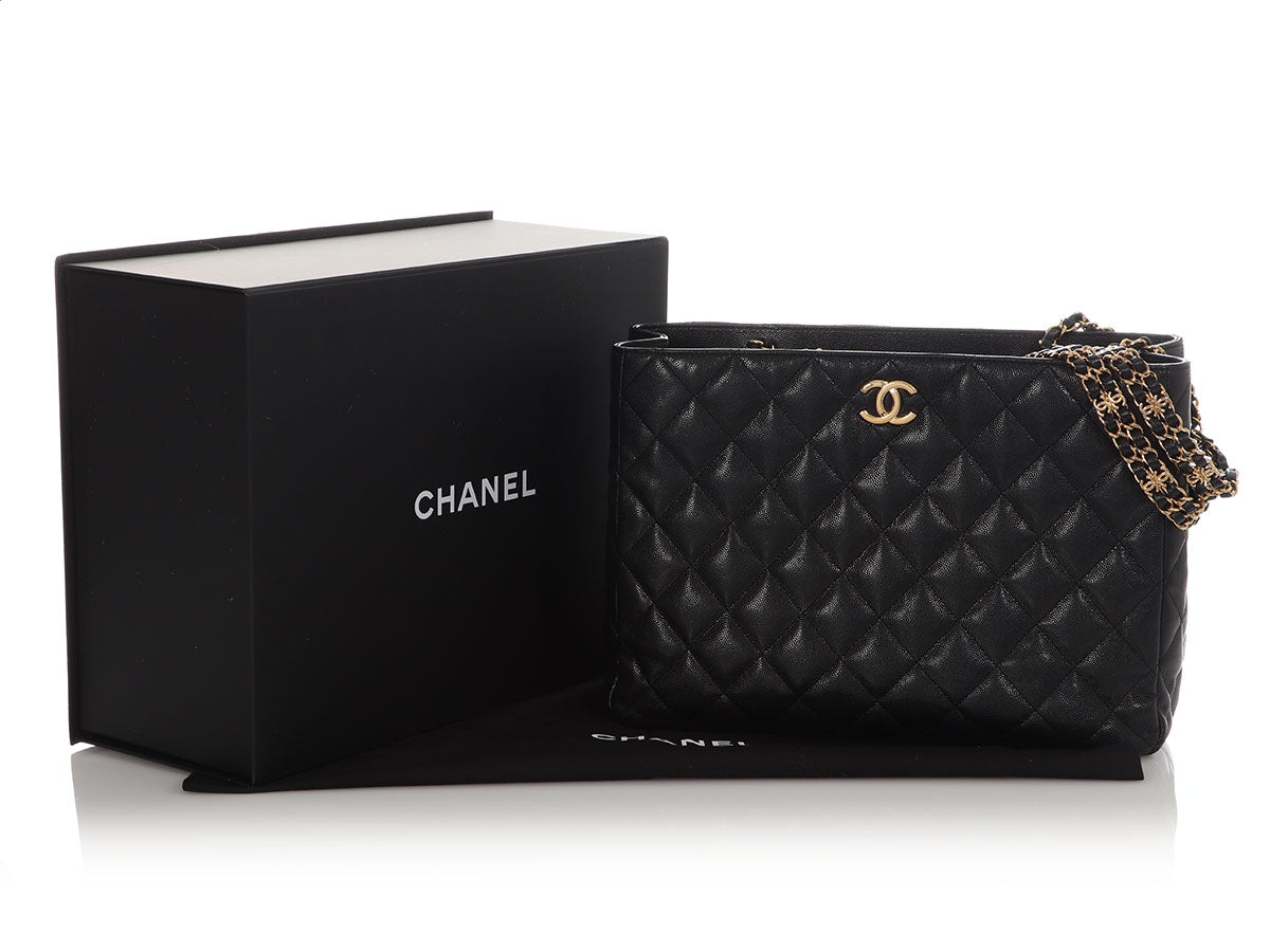 Chanel Small Black Quilted Soft Caviar Coco First Shopping Tote - Image 2