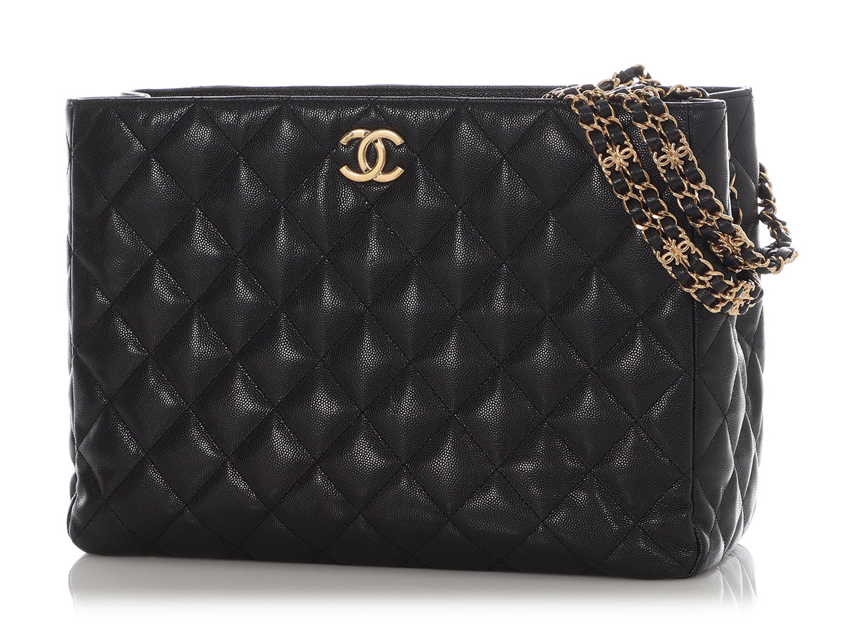 Chanel Small Black Quilted Soft Caviar Coco First Shopping Tote - Image 3