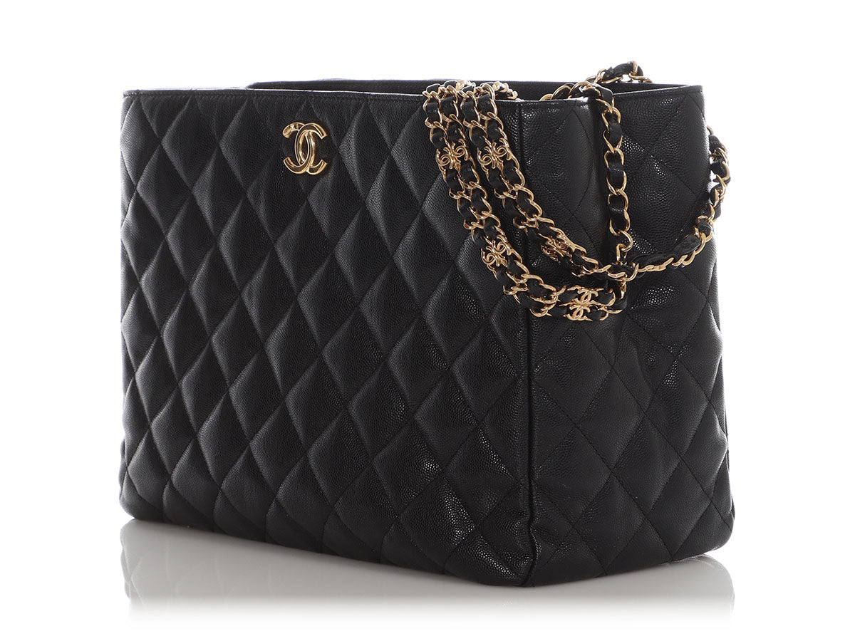 Chanel Small Black Quilted Soft Caviar Coco First Shopping Tote - Image 4