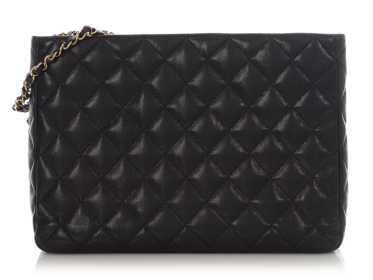 Chanel Small Black Quilted Soft Caviar Coco First Shopping Tote - Image 5