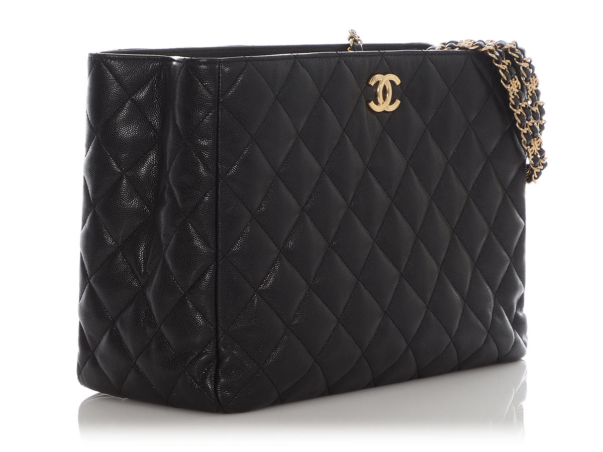 Chanel Small Black Quilted Soft Caviar Coco First Shopping Tote - Image 6