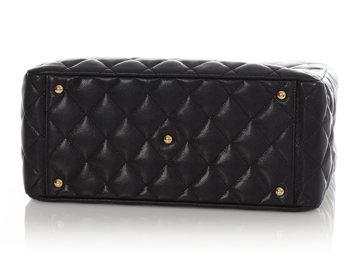 Chanel Small Black Quilted Soft Caviar Coco First Shopping Tote - Image 7