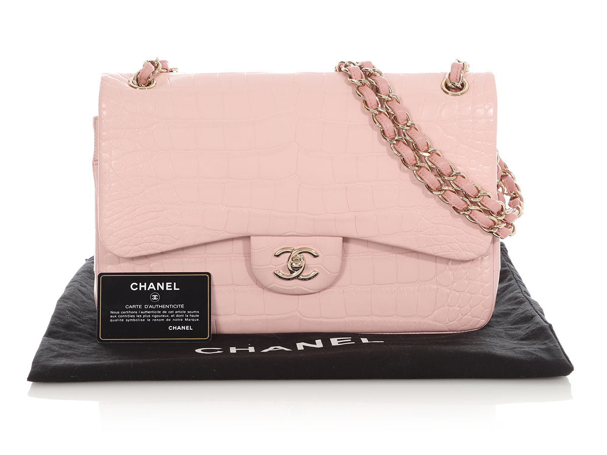 Chanel Jumbo Light Pink Matte Alligator Classic Double Flap - Image 2