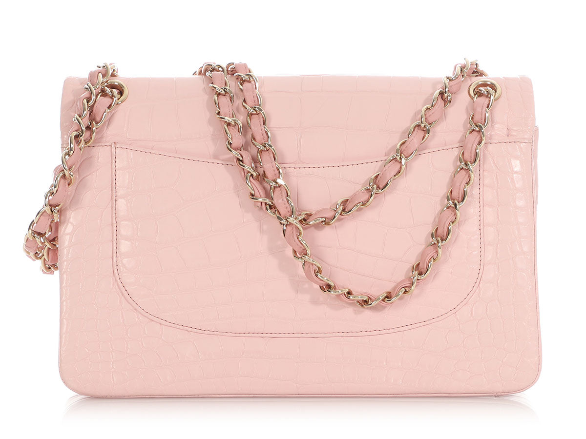 Chanel Jumbo Light Pink Matte Alligator Classic Double Flap - Image 5