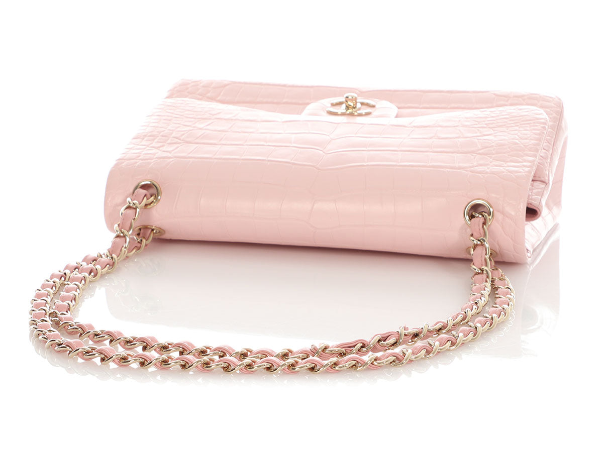 Chanel Jumbo Light Pink Matte Alligator Classic Double Flap - Image 8