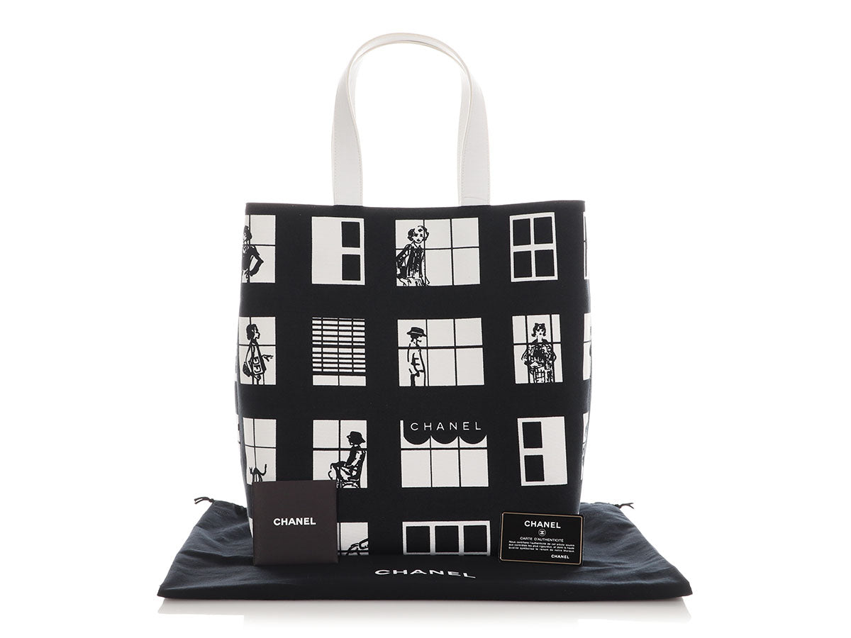 Chanel Black and White Canvas Coco Window Tote - Image 2