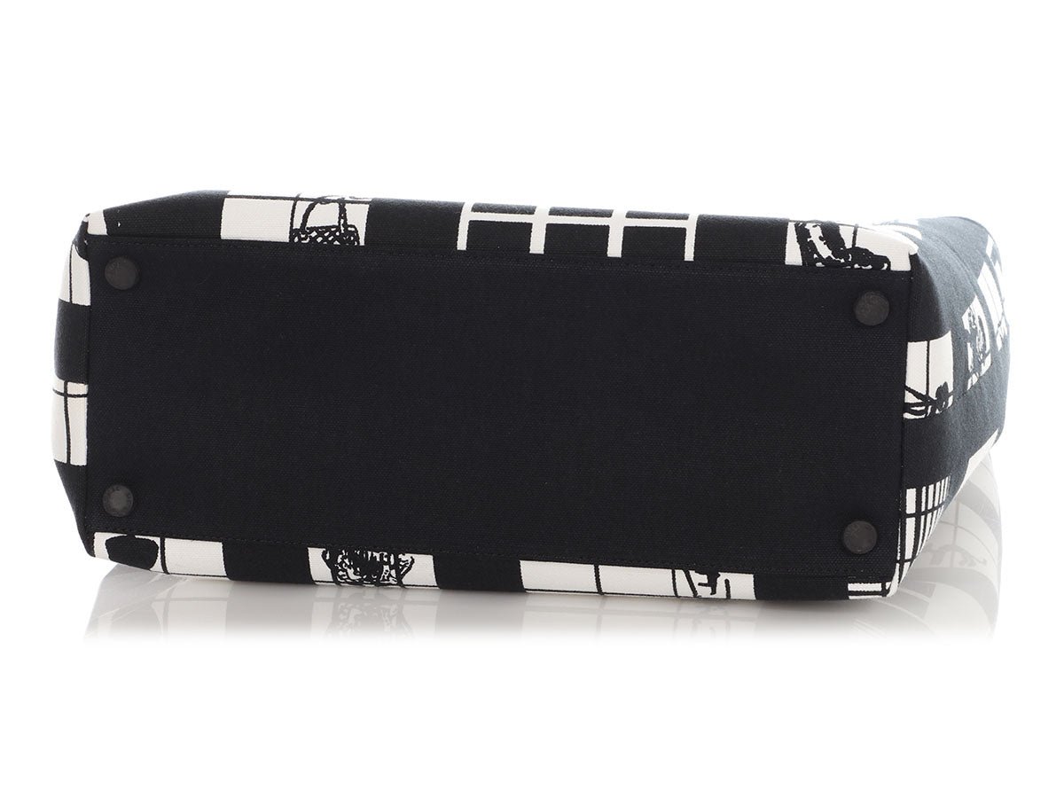 Chanel Black and White Canvas Coco Window Tote - Image 7
