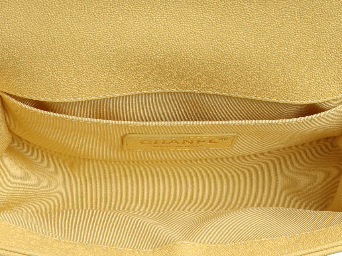 Chanel Small Yellow Chevron-Quilted Caviar Boy Bag - Image 10