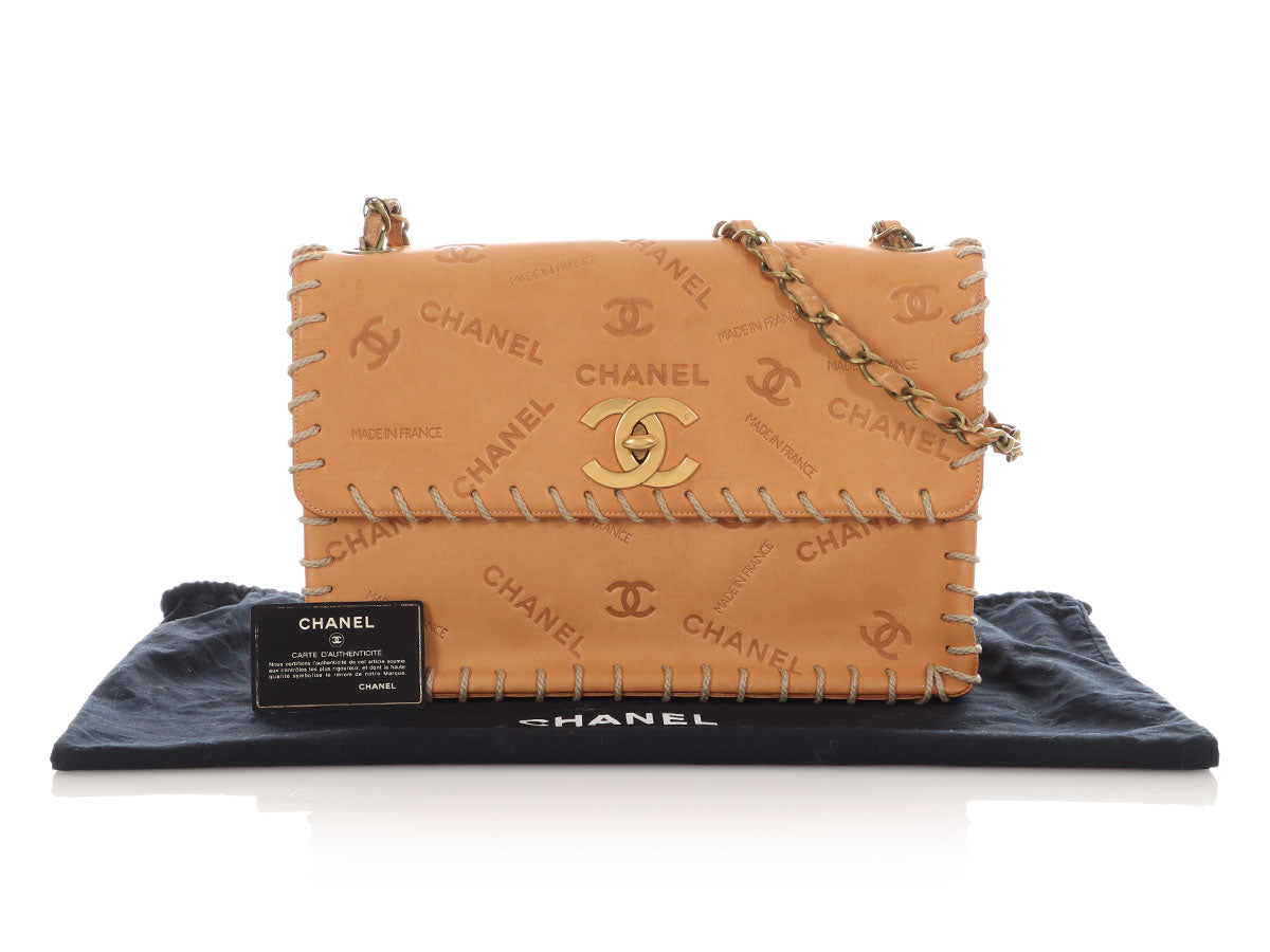 Chanel Tan Whipstitched Embossed Flap - Image 2