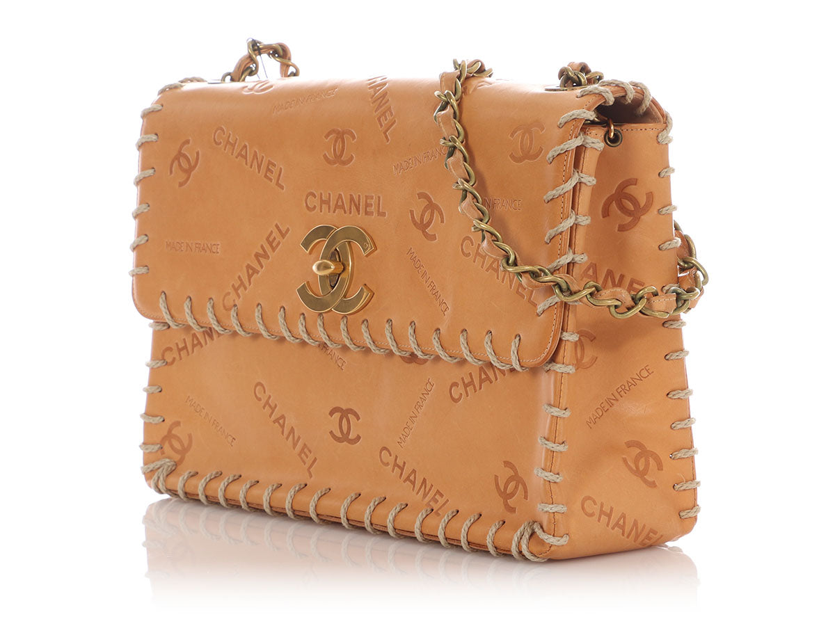 Chanel Tan Whipstitched Embossed Flap - Image 4