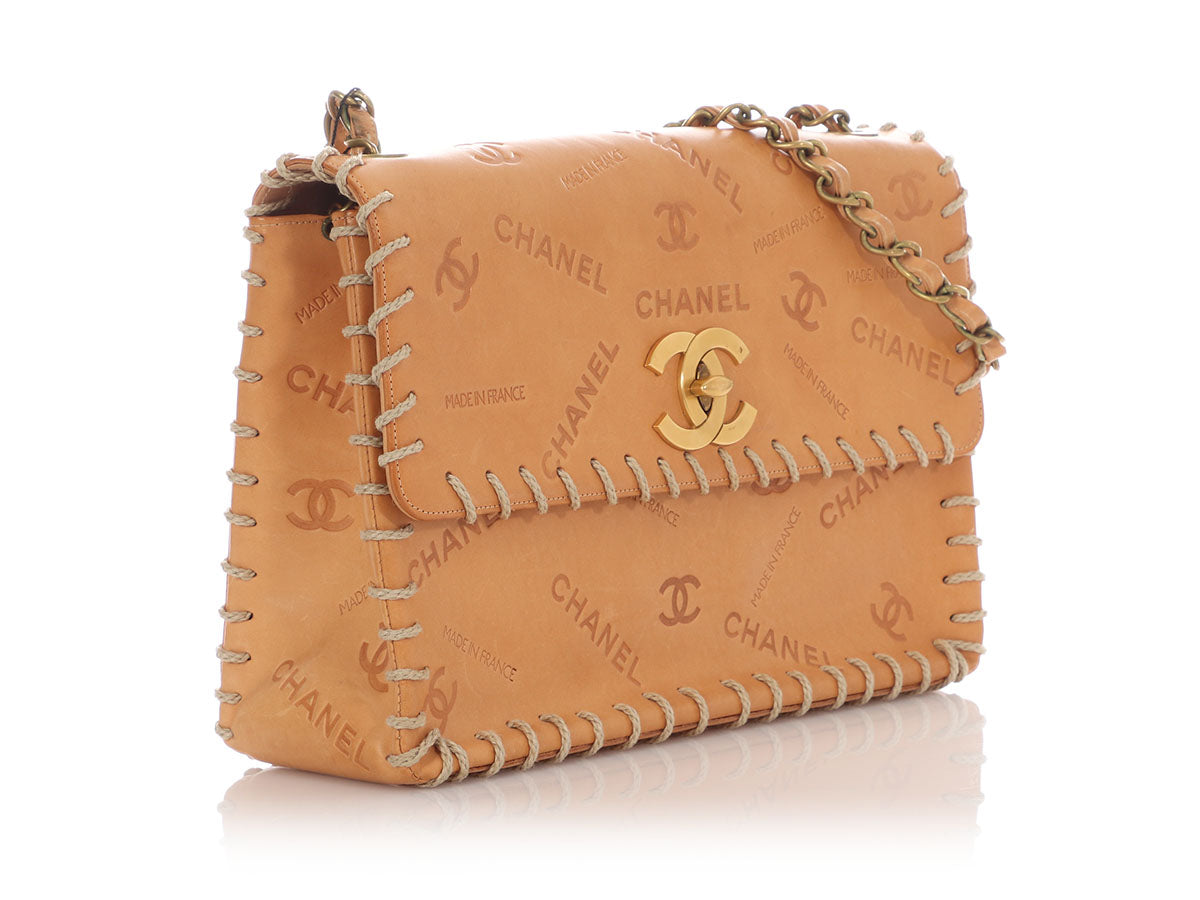 Chanel Tan Whipstitched Embossed Flap - Image 6