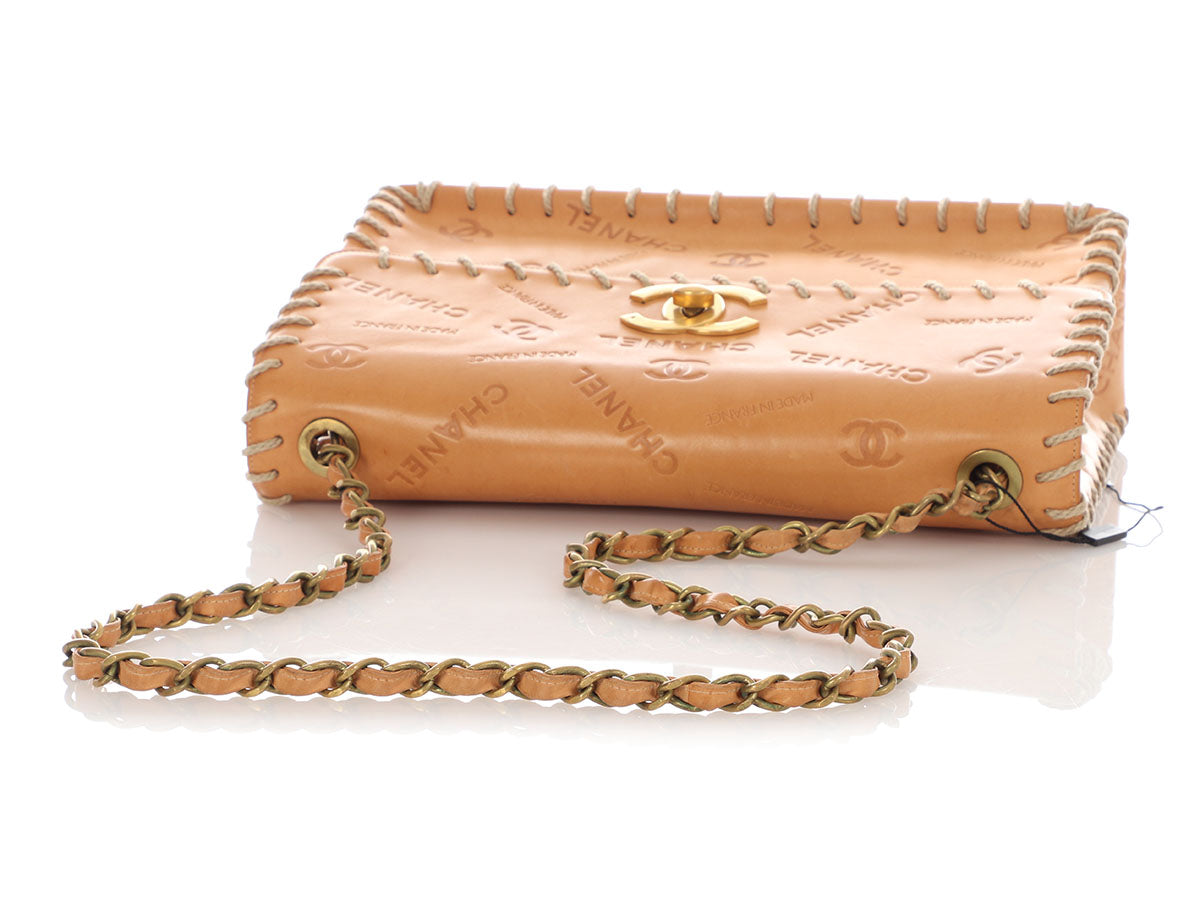Chanel Tan Whipstitched Embossed Flap - Image 8