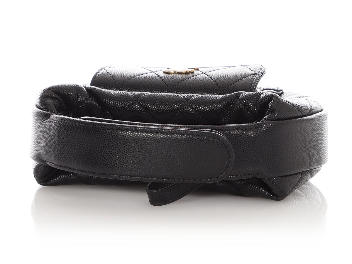 Chanel Black Quilted Caviar Mini Round Polly Pocket Pouch Hobo - Image 8
