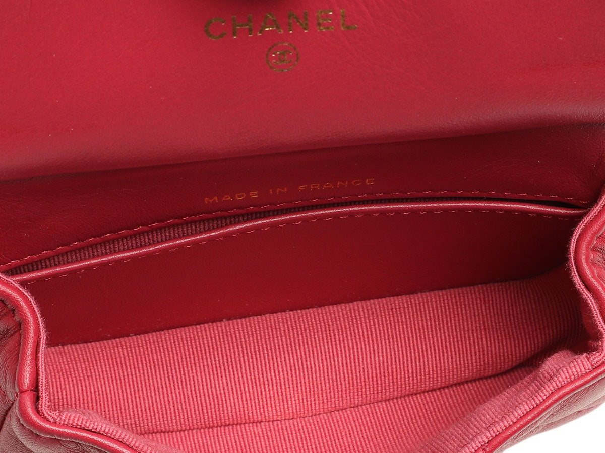Chanel Mini Pink CC Flap Card Holder with Chain - Image 9