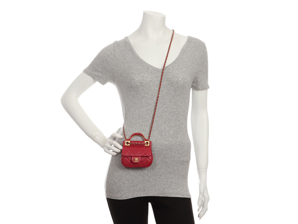 Chanel Mini Pink CC Flap Card Holder with Chain - Image 10