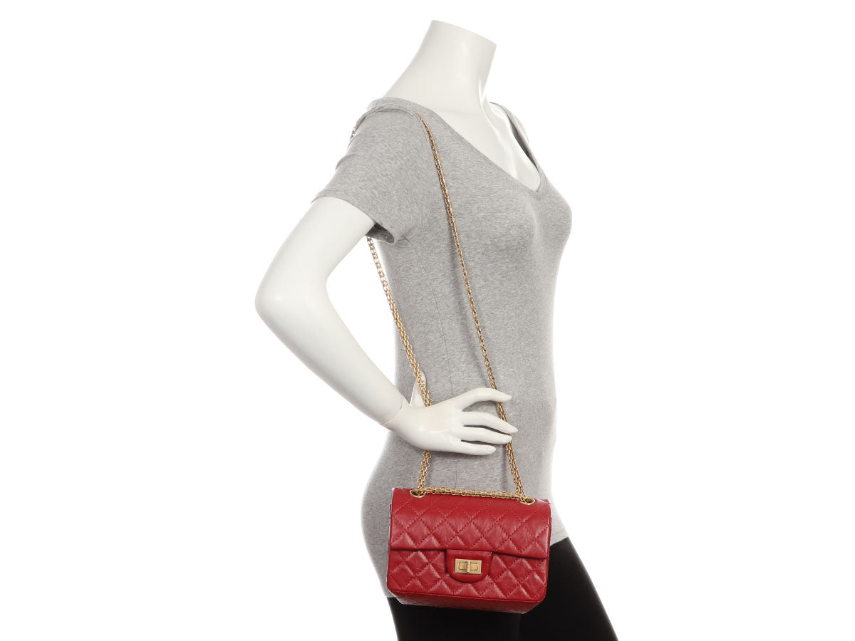 Chanel Mini Red Quilted Aged Calfskin Reissue 224 - Image 10