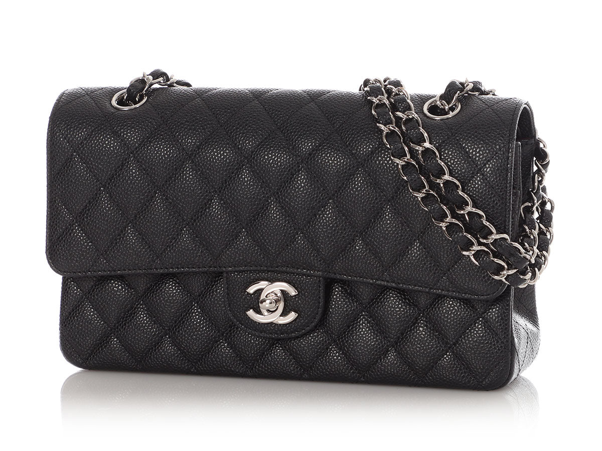 Chanel Medium/Large Black Quilted Caviar Classic Double Flap - Image 3