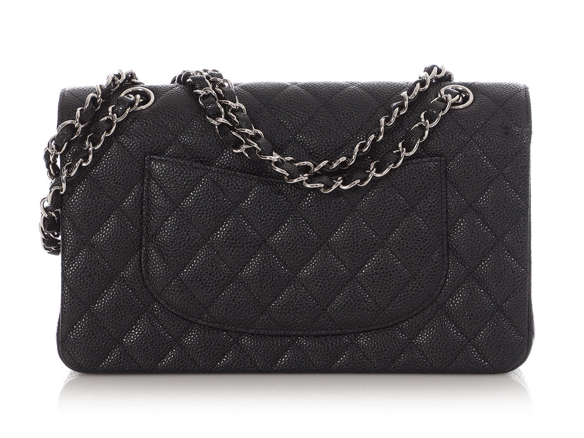 Chanel Medium/Large Black Quilted Caviar Classic Double Flap - Image 5