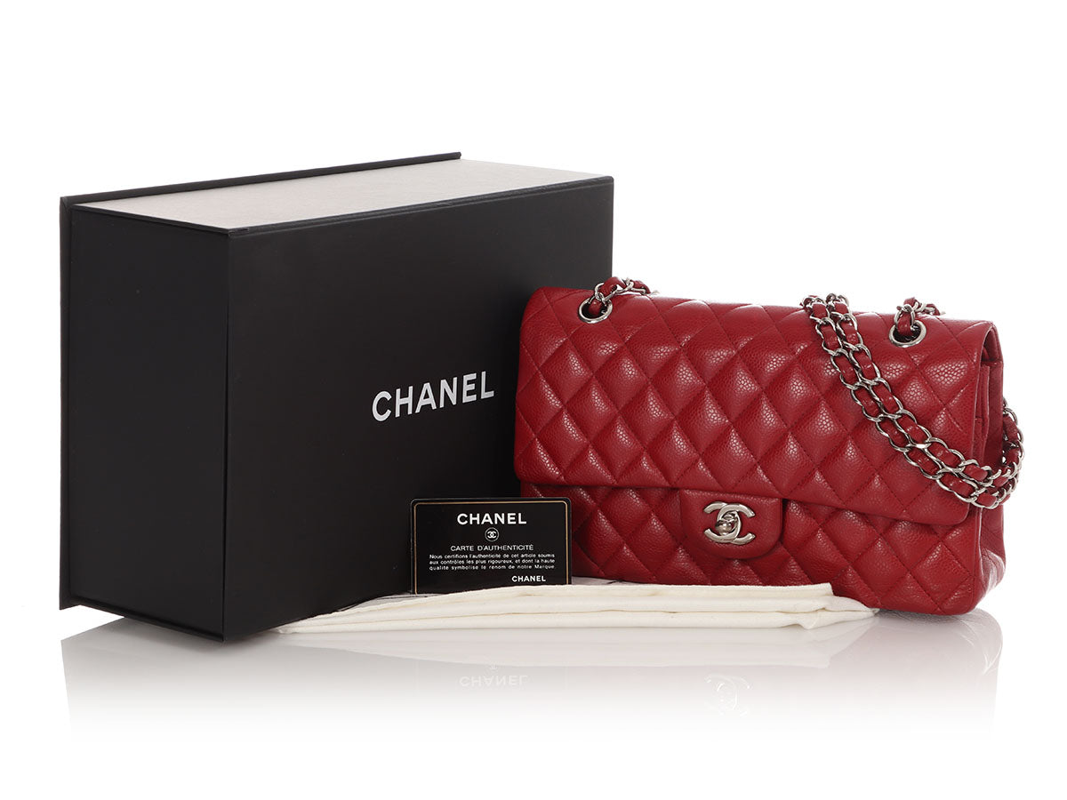 Chanel Medium/Large Red Quilted Caviar Classic Double Flap - Image 2