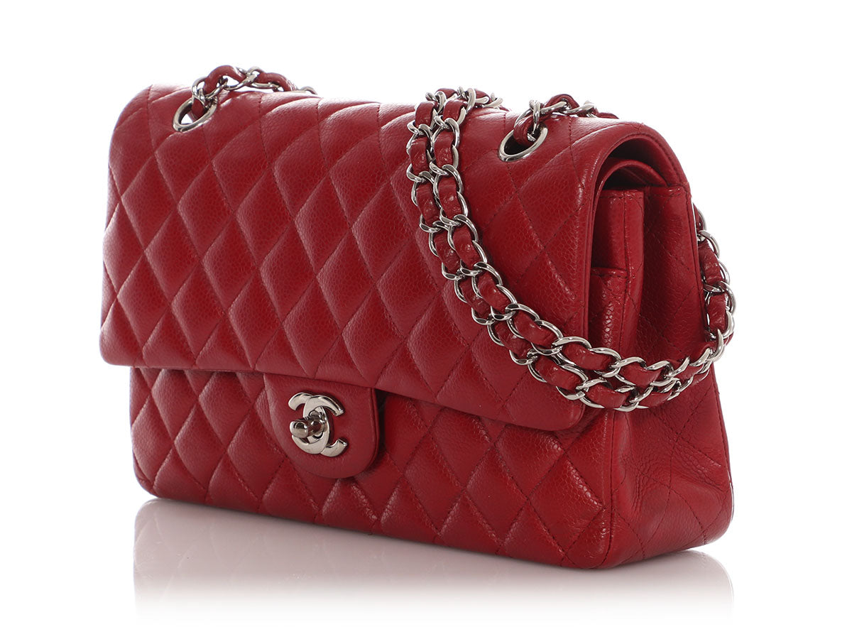Chanel Medium/Large Red Quilted Caviar Classic Double Flap - Image 4