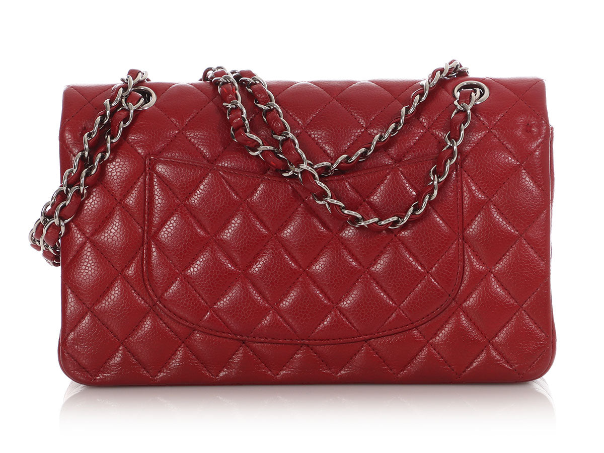 Chanel Medium/Large Red Quilted Caviar Classic Double Flap - Image 5
