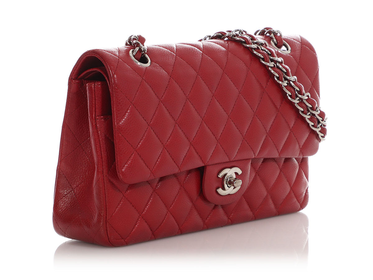 Chanel Medium/Large Red Quilted Caviar Classic Double Flap - Image 6