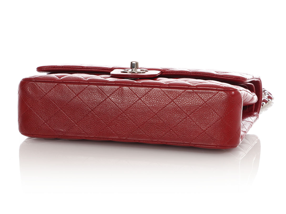 Chanel Medium/Large Red Quilted Caviar Classic Double Flap - Image 7