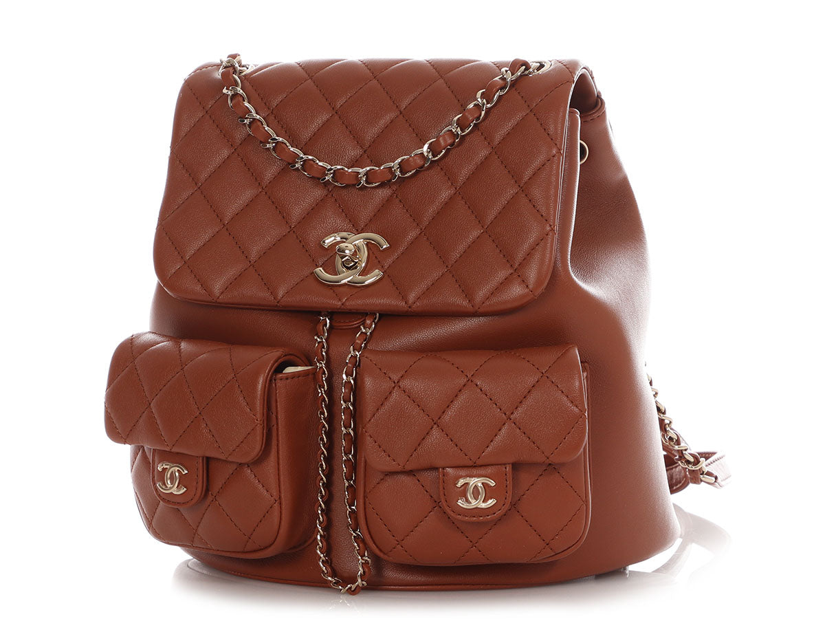 Chanel Medium Light Brown Quilted Grained Calfskin Duma Pockets Backpack - Image 3